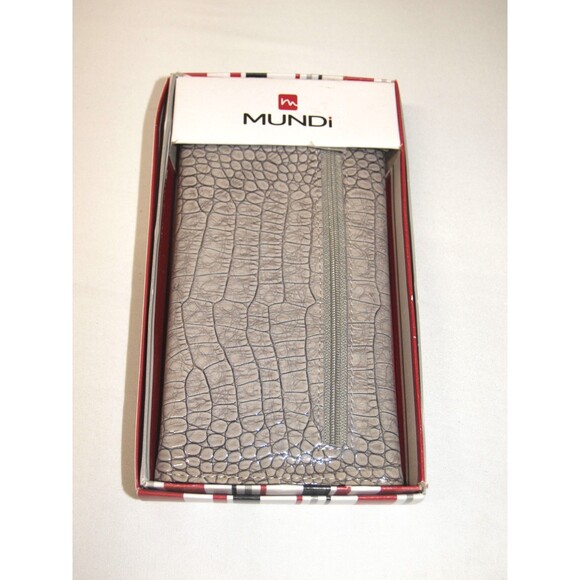 Vintage‑Style 1990s Mundi Faux Croc Wallet Gray New in Box, Checkbook Slot NEW - Picture 5 of 5